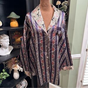 Sleep Club Oversized Silky Paisley Pajama Top Size Large